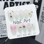 Transparent Iridescent Press-On Nails | 3D Stars, Hand-Painted Bows & Pearls | Ethereal Fairy Nail Art for Parties & Photoshoots