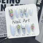 Dreamwave White Pearlescent Press-On Nails | Silver Metallic Glitter Nail Art | Futuristic Party Nails