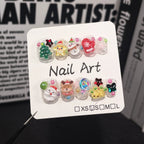 Christmas 3D Press-On Nails with Santa, Reindeer & Snowman | Holiday Nail Art with Candy & Beads | Festive Winter Party Nails