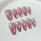 Minimal Aurora - Pink White Iridescent Press-On Nails | Elegant Gradient Nail Art for Office, Event & Daily Wear