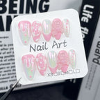 Sweet Candy Fantasy Press-On Nails - Pink & Iridescent Aurora with Drip Frosting, 3D Bears & Transparent Dots | Playful Romantic Nail Design for Date, Party & Dessert Events