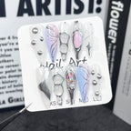 Transparent Silver Purple Gradient Nails | Futuristic Press-On Nail Art with Metallic & Glitter Accents for Fashion Party & Photoshoot