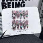 Purple & Pink Gradient Press-On Nails - 3D Spider & Web Accents | Gothic Dark Glam Nails for Halloween Party