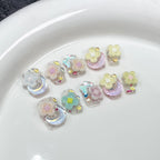 Spring 3D Flower Press-On Nails with Pearls & Glitter | Cute Pastel Garden Nail Art | Easter & Mother’s Day Party Nails