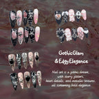 Gothic Glam & Edgy Elegance Press On Nails - Star, Heart & Metallic Statement Nail Sets for Bold Style