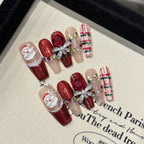 CHRISMAS NAILS-TEN PIECES OF HANDCRAFTED PRESS ON NAIL