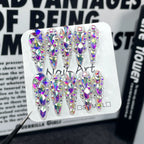 Crystal Rhinestone Press-On Nails | Full Diamond Luxury Nail Art with Multicolor Gems | Sparkly Party Nails for Red Carpet & New Year