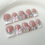 Hello Kitty 3D Press-On Nails | Pink Bow & White Flower Design | Sweet Cute Nail Art for Girls
