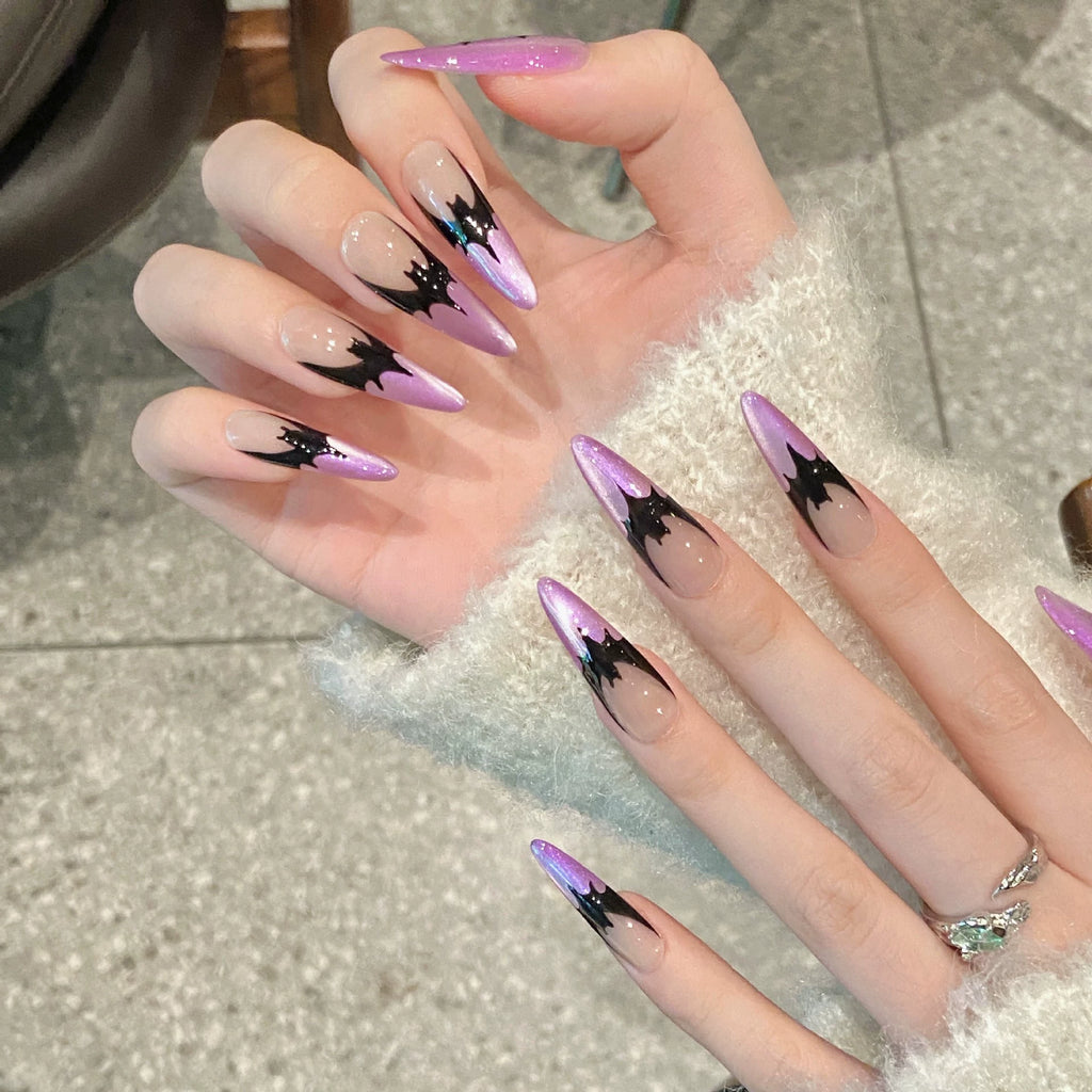 HALLOWEEN NAILS-TEN PIECES OF HANDCRAFTED PRESS ON NAIL