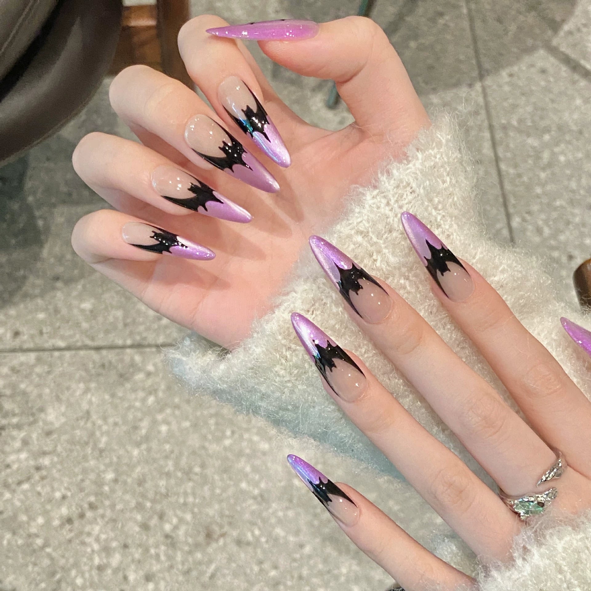 HALLOWEEN NAILS-TEN PIECES OF HANDCRAFTED PRESS ON NAIL