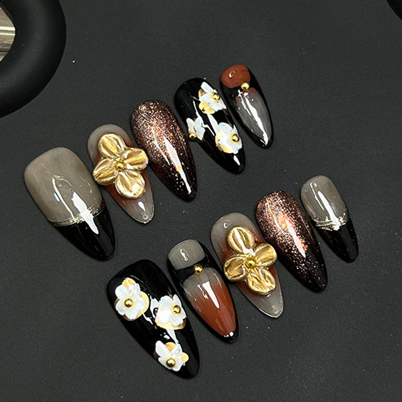 3D FLOWER-TEN PIECES OF HANDCRAFTED PRESS ON NAIL