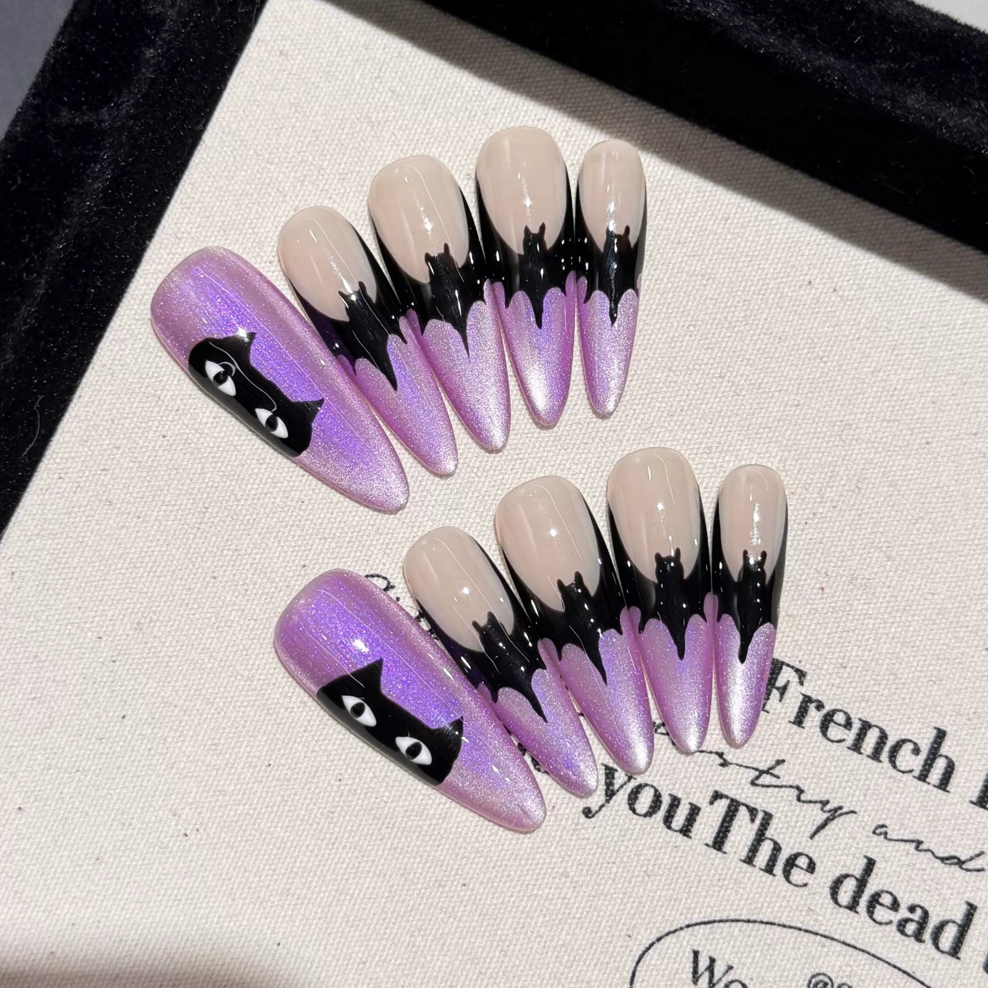 HALLOWEEN NAILS-TEN PIECES OF HANDCRAFTED PRESS ON NAIL