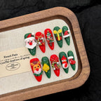 CHRISMAS NAILS-TEN PIECES OF HANDCRAFTED PRESS ON NAIL