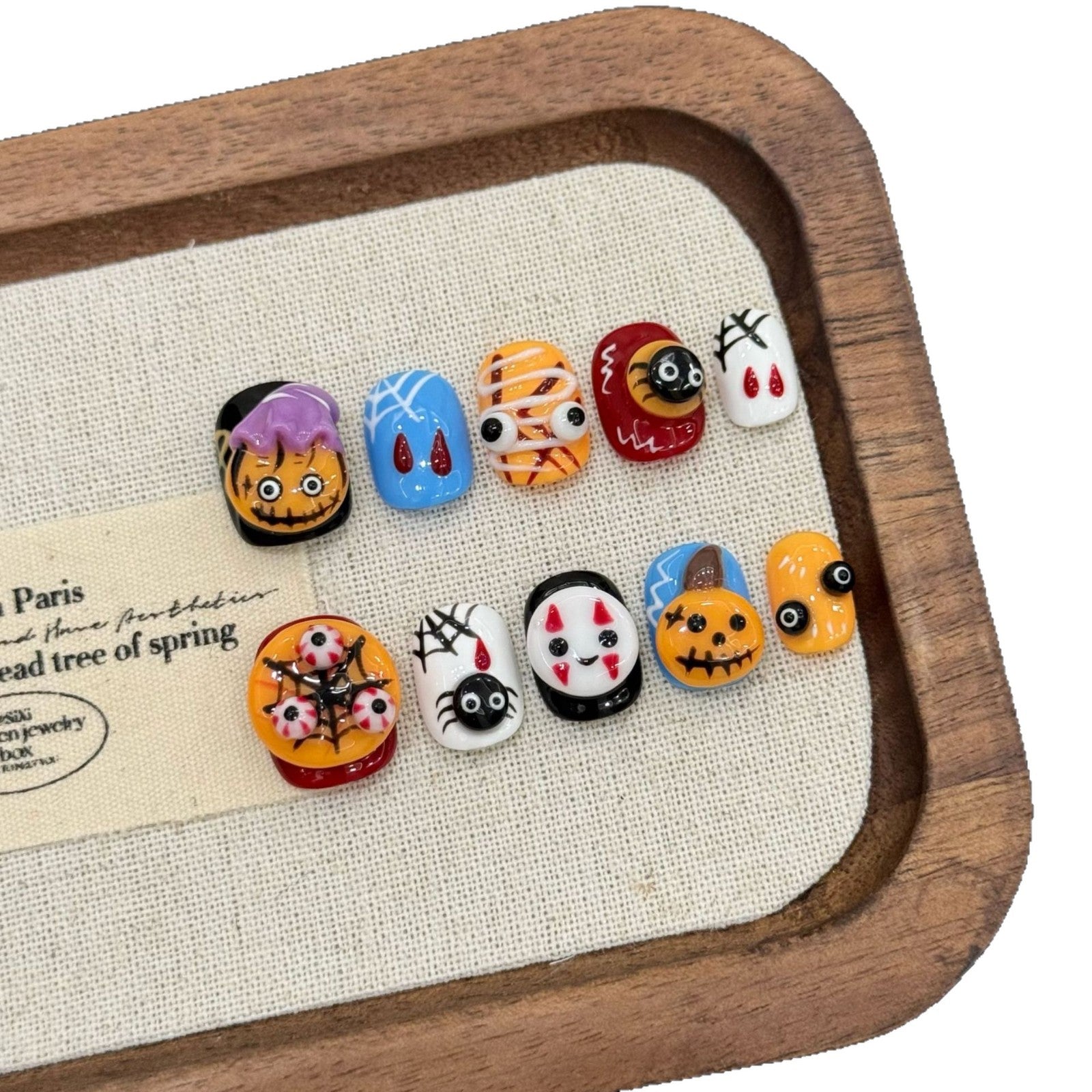 HALLOWEEN NAILS-TEN PIECES OF HANDCRAFTED PRESS ON NAIL