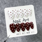 Retro French Polka Dot Press-On Nails | Wine Red & White Design | Elegant Vintage Nail Art for Daily Wear
