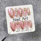 Pink Gold Pearl Seashell Nails – 3D Ocean-Inspired Almond Press-On Set