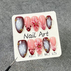 Romantic Pink Lavender 3D Flower Nails – Luxury Almond Press-On Art Set