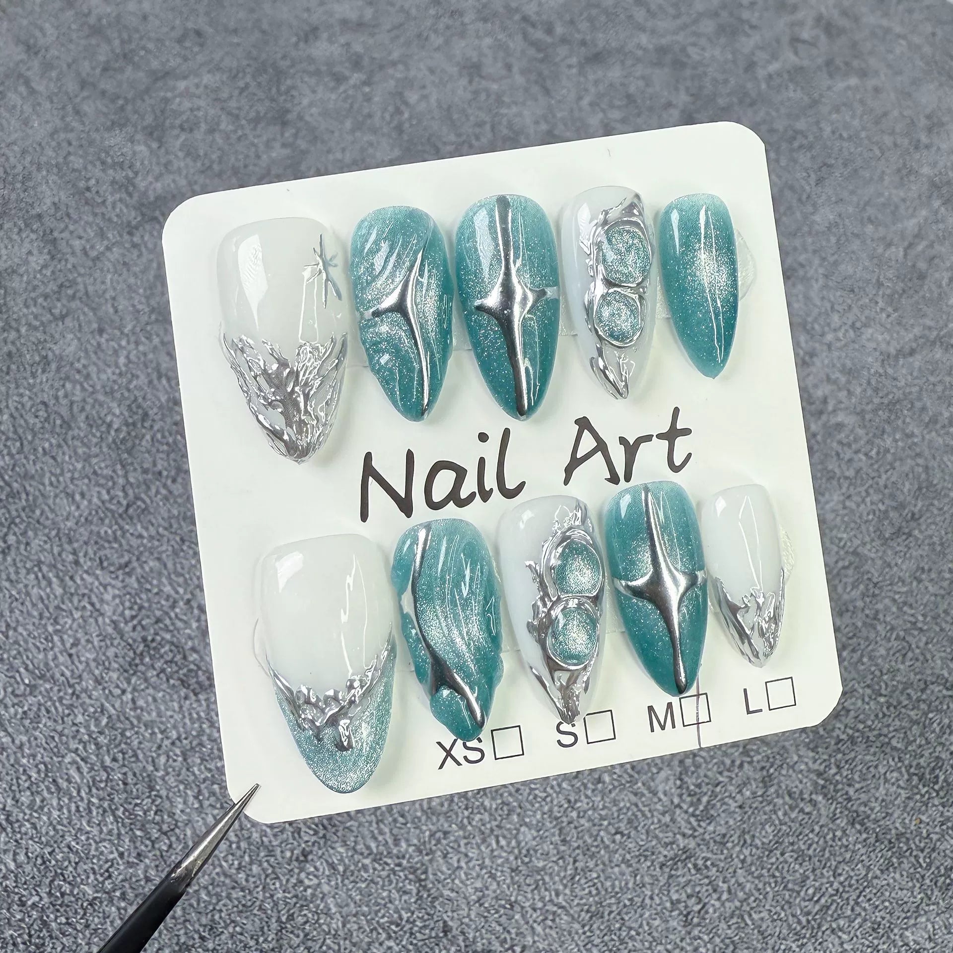 Ocean Whispers Nail Bundle 3 Sea-Inspired Press On Nail Sets - Mermaid Sparkle, Ocean Wave & Silver Coral Vibes